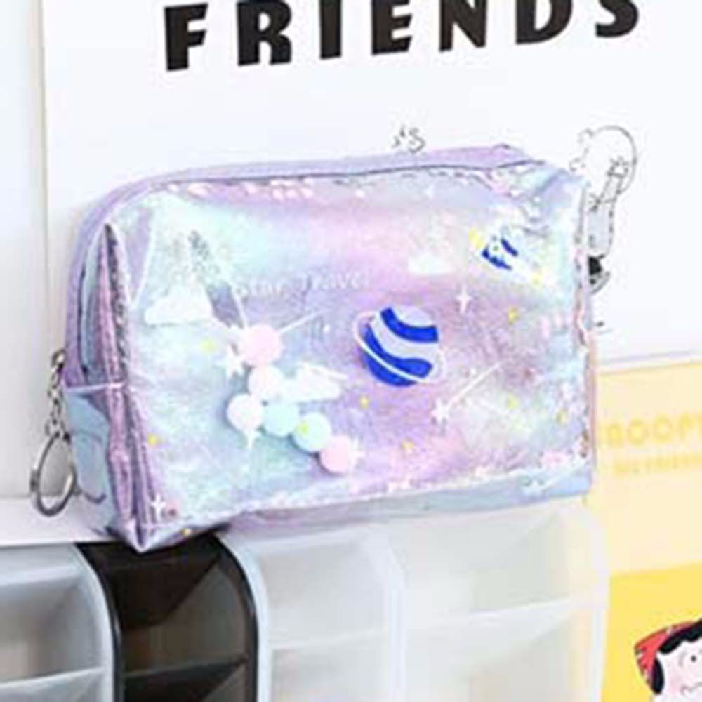 Túi Đựng Bút / Đồ Trang Điểm Bằng Da Màu Laser Lấp Lánh Nhiều Màu Sức Chứa Lớn Cho Trẻ Em