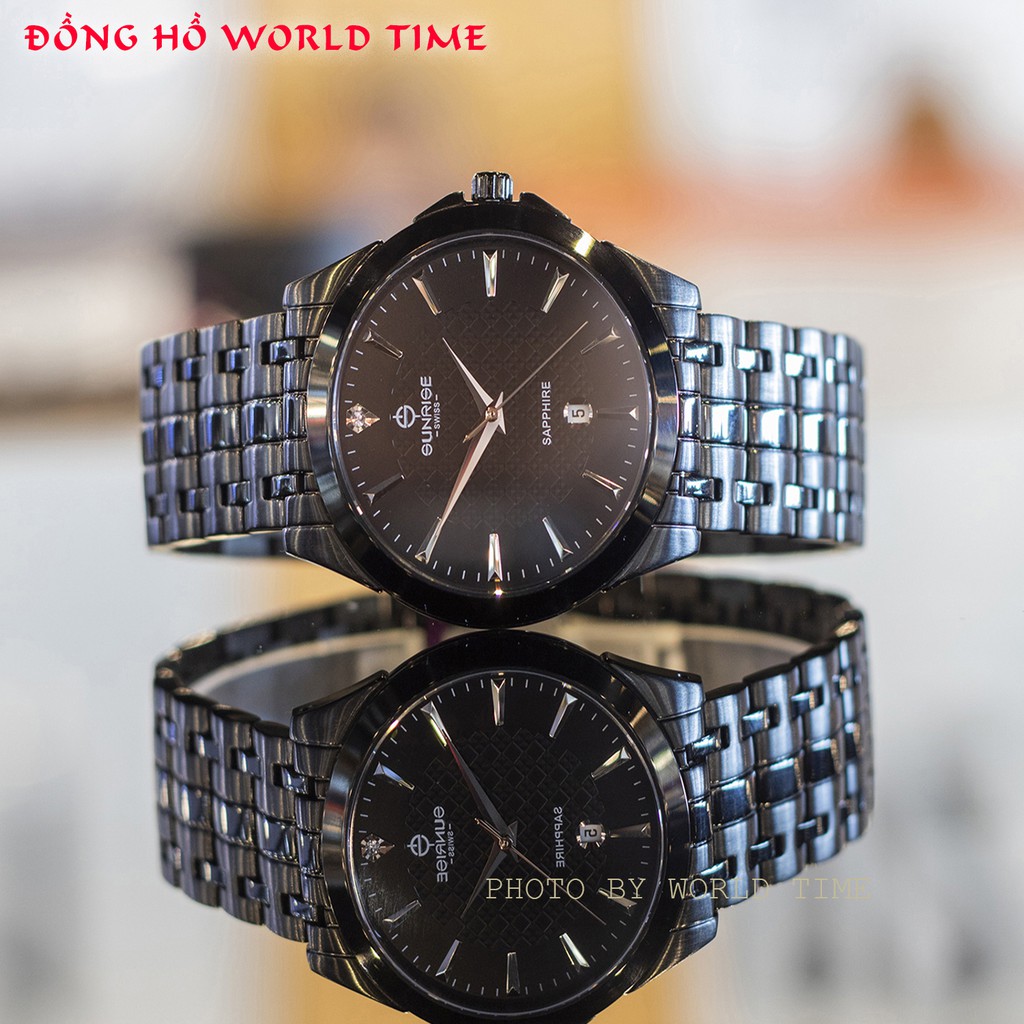 Đồng hồ nam sunrise dây thép DM786swa chính hãng full box  sapphire chống xước , chống nước, bảo hành 3 năm