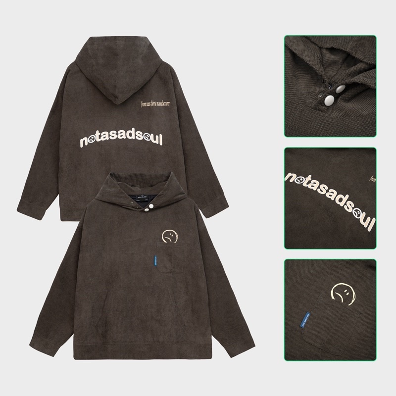 Áo khoác hoodie nút bấm có túi NASS