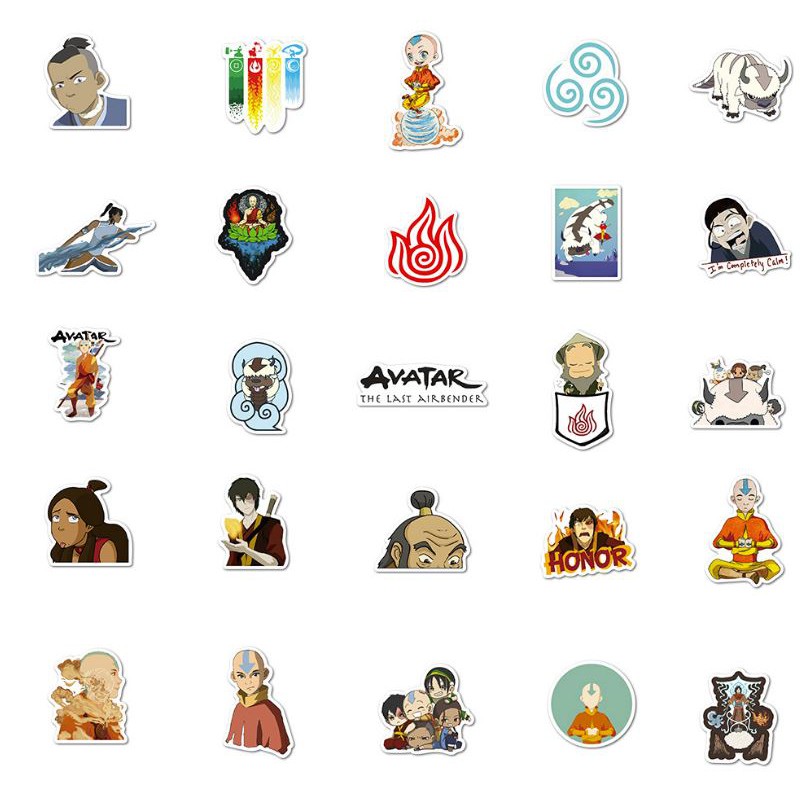 Sticker Avatar The Last Airbender nhựa PVC không thấm nước, dán nón bảo hiểm, laptop, điện thoại, Vali, xe #192