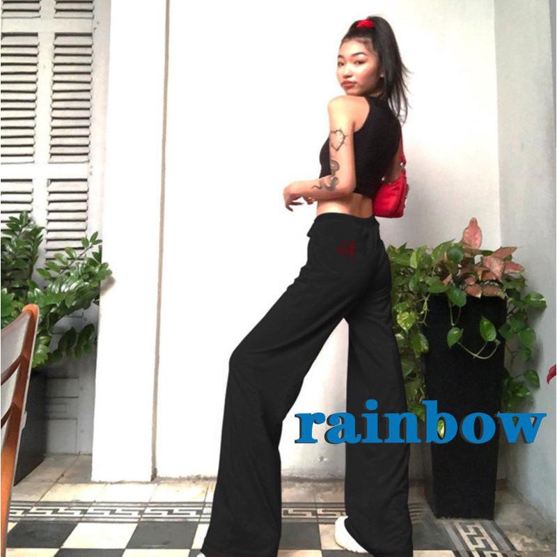 quần ống rộng Lưng Cao Phối Bèo Màu Trơn Thời Trang Cho Nữ | BigBuy360 - bigbuy360.vn