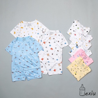 Bộ đồ cộc cài vai in rơi Bexiu Bx - Quần áo trẻ sơ sinh thun cotton lạnh cho bé trai và gái từ 6-19kg