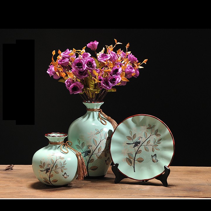 Bộ bình đĩa Decor trang trí 3 món_TE0049