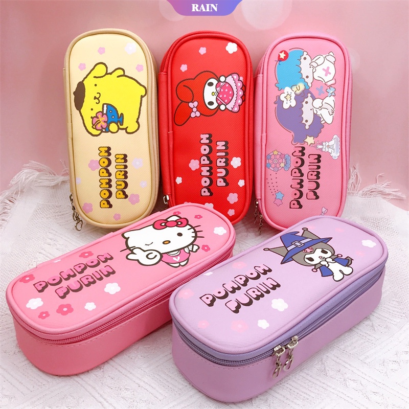 Bóp Viết Da PU Họa Tiết Mèo Hello Kitty Dễ Thương Dung Tích Lớn Tiện Dụng Cho Học Sinh