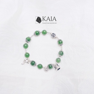 Vòng tay phong thuỷ Nephrite mix charm bạc phụ kiện thời trang May mắn - Bình An - KAIA