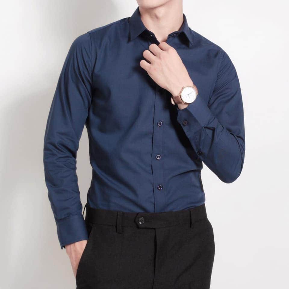 Áo sơ mi nam Mantoni dài tay kiểu dáng ôm body, không nhăn không xù thoáng mát (SML)