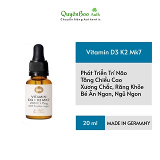 Vitamin D3 K2 MK7 Đức Sunday Natural tăng hấp thu canxi vào xương, răng cho trẻ từ sơ sinh đến 4 tuổi