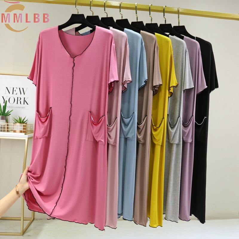 Đồ ngủ Cotton Tay Ngắn Cổ Tròn Dáng Rộng Chất Vải Mỏng Co Giãn Thoải Mái Thời Trang Mùa Hè Cho Nữ
