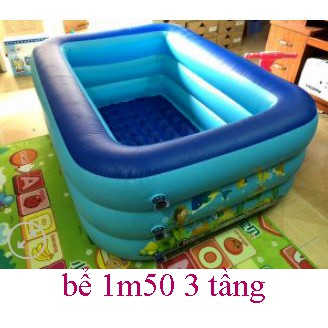 [Rẻ Vô Địch] Bể bơi phao bơi cho bé 1m5 3 tầng đáy chống trượt + Kèm bơm phao