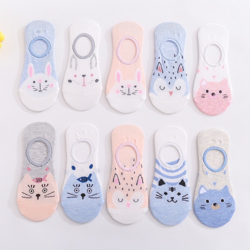 TIAN TIAN T068 Hàng mới về Vớ tất hài nữ Vớ cổ thuyền bằng Silicone chống trượt thoáng khí thời trang xuân hè cao cấp
