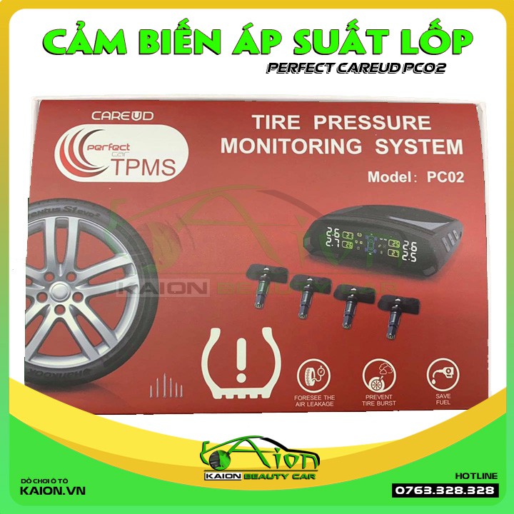 Cảm biến áp suất lốp CareUD PC02 van trong - bộ trung tâm đặt taplo sạc năng lượng mặt trời