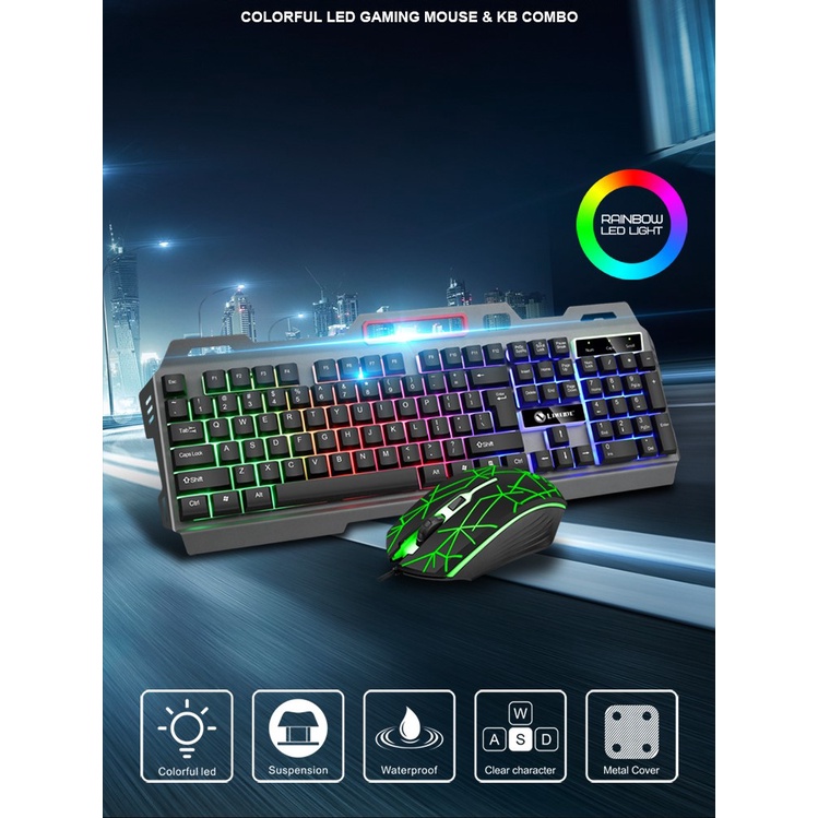 Bộ Bàn Phím Limei T19 Kèm Chuột Máy Tính Có Dây Chuyên Game Có Đèn LED Phát Sáng Thiết Kế Hiện Đại Phong Cách