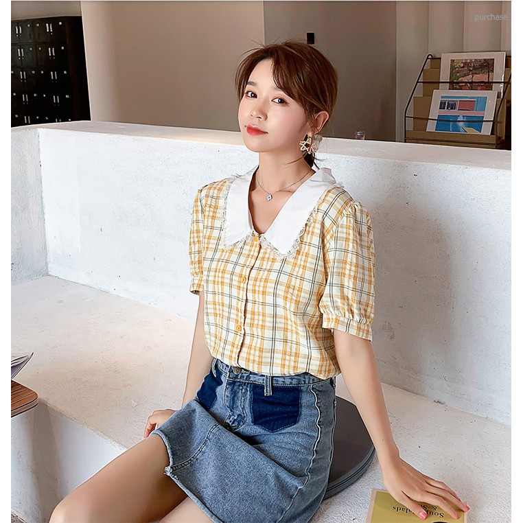 [ Mã WASTRUN4 giảm 10% tối đa 30K đơn 99K] Áo Sơ Mi Nữ cổ bèo phối ren - Áo Kiểu Xuu Design TK20.67 | BigBuy360 - bigbuy360.vn