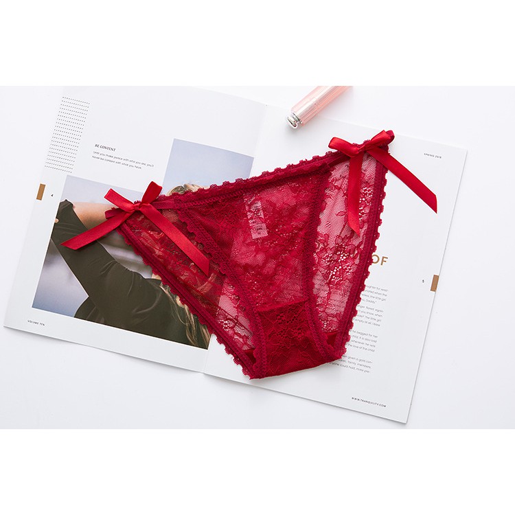 QUẦN LÓT NỮ REN DÂY 2 BÊN ĐÍNH NƠ SIÊU XINH QR103 | BigBuy360 - bigbuy360.vn