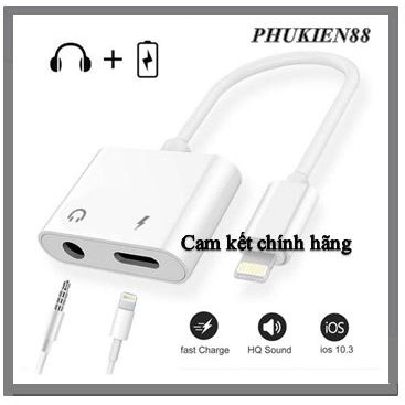 Jack chuyển đổi + giắc chia cổng [có mic] vừa sạc vừa đeo tai nghe cho iPhone 7/8/X/XS/11/11PROsử dụng IC zin Apple