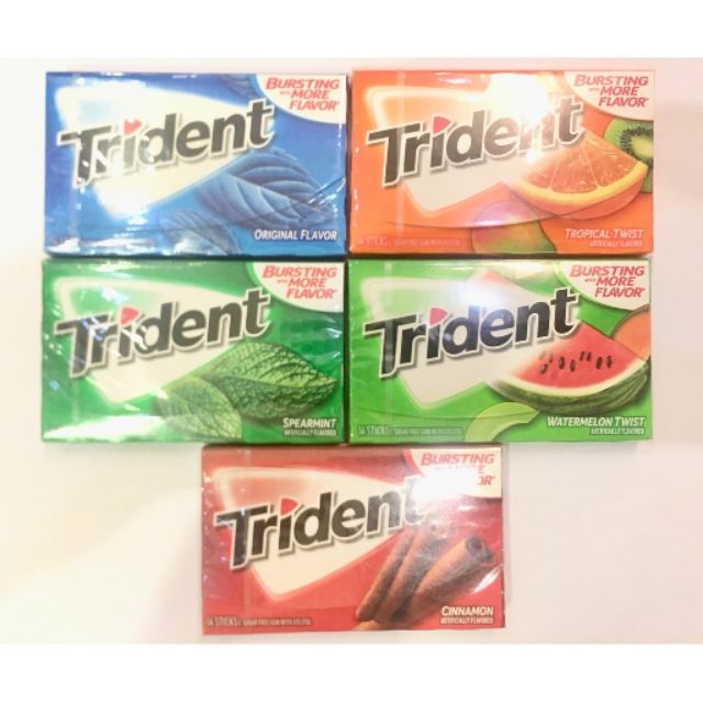 Kẹo cao su không đường Trident Mỹ 14 tép ,làm sạch răng, thơm miệng