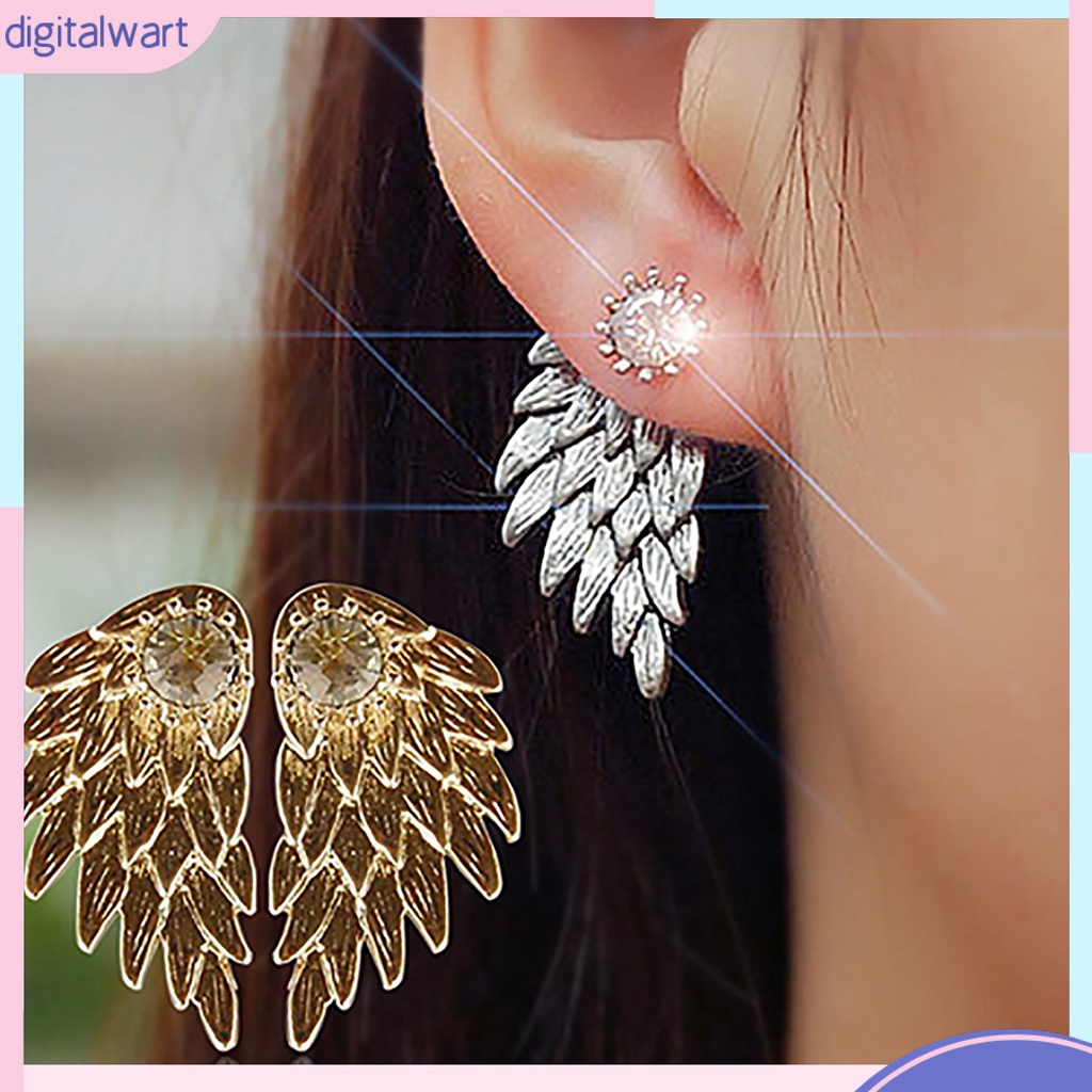 Dg✌❤ 1 Cặp Bông Tai Hợp Kim Hình Đôi Cánh Thiên Thần Đính Đá Thời Trang Giáng Sinh Dành Cho Nữ