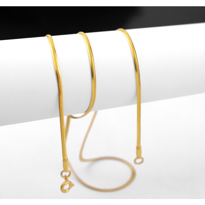 Dây chuyền mì dẹp inox mạ vàng khóa vip siêu đẹp, bền màu đem lại vẻ đẹp sang trọng cho người đeo