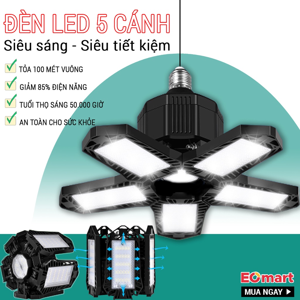 Đèn Led Lưới 5 bóng siêu sáng, chất lượng 2022 công nghệ mới siêu tiết kiệm điện công suất lên đến 80W