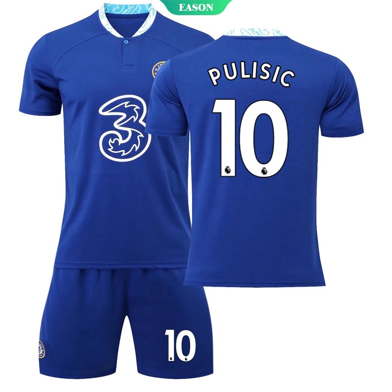 Số 22-23 Mùa mới Chelsea Home No. Bộ Quần Áo Đá Banh Thể Thao Tay Ngắn Nhanh Khô In Số 10 Pulisic 9 Lukaku 19 Mount 11