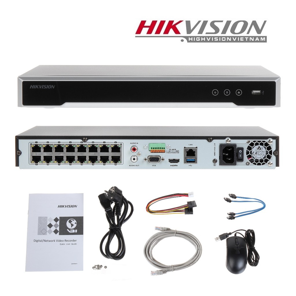 Đầu ghi hình camera IP Ultra HD 4K 16 kênh HIKVISION DS-7616NI-K2/16P (chính hãng Hikvision Việt Nam)