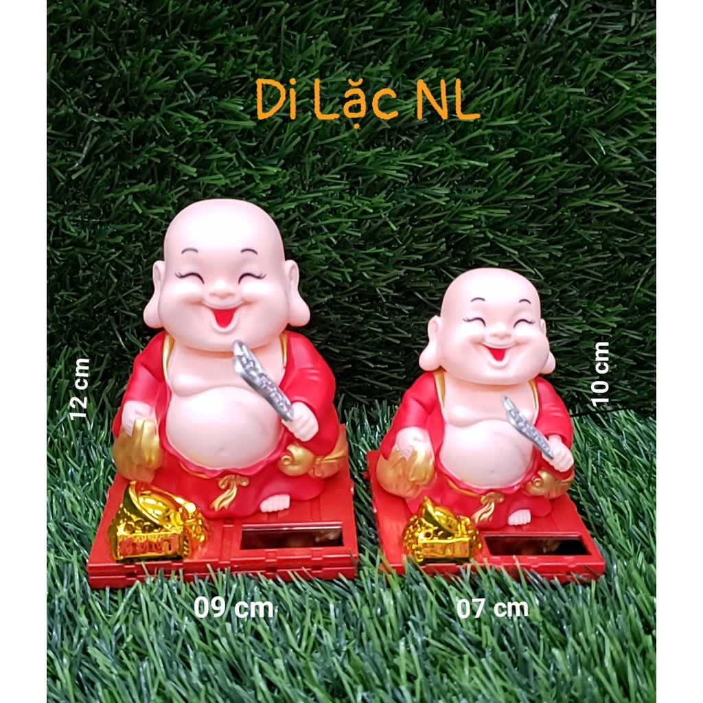 Tượng Di Lặc Vẫy Quạt Gật Đầu Năng Lượng Trang Trí Taplo Xe Ô Tô