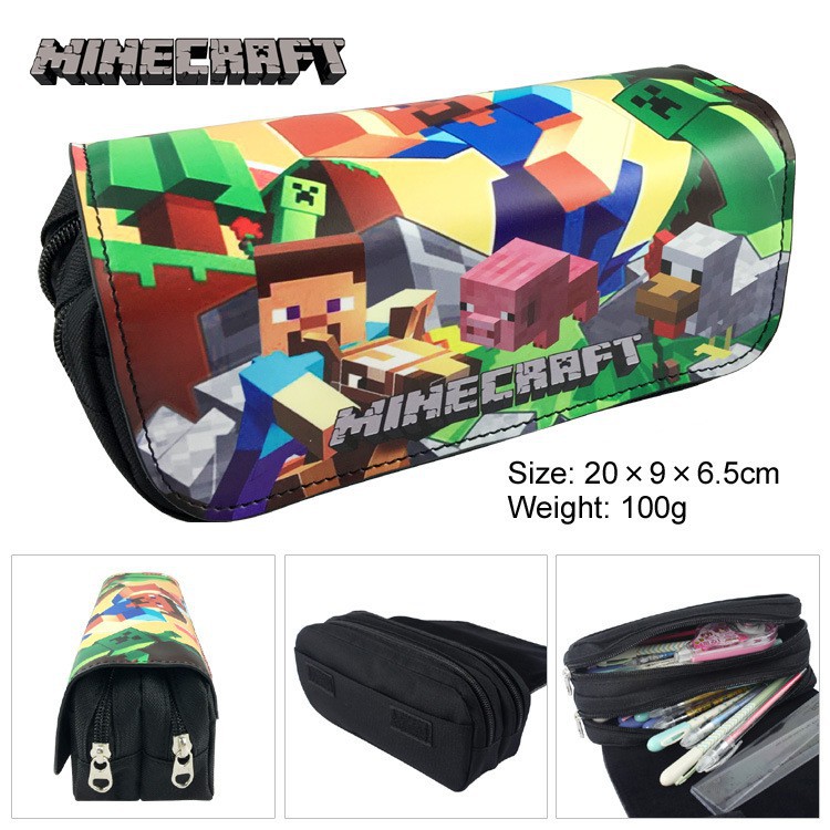 Minecraft PU Canvas Cartoon Pencil Case Boys and Girls School Supplies Wallet Gifts