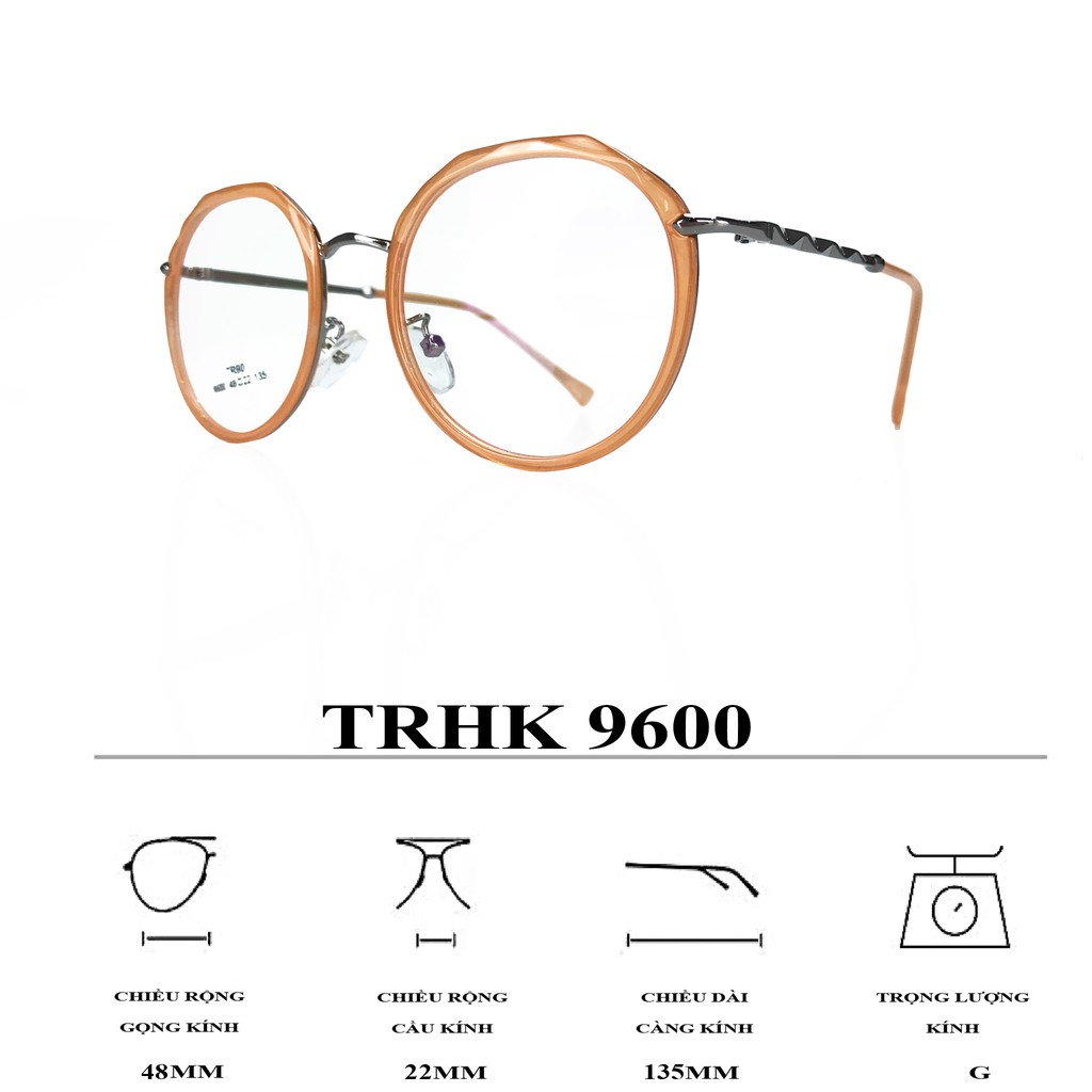 Gọng kính Tròn Hợp Kim Ouress 9600 Cực Nhẹ Thời Trang Unisex Nam Nữ