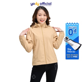 Áo gió nữ phối lưng YODY 2 lớp ấm áp nhẹ cản gió cản bụi cản nước AKN4024