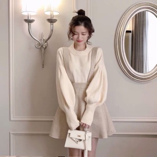 [ORDER] Set váy yếm tay bồng ulzzang