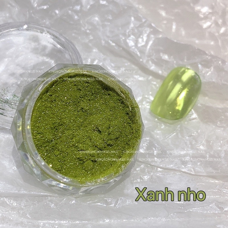 Bột tráng gương xanh trang trí nail