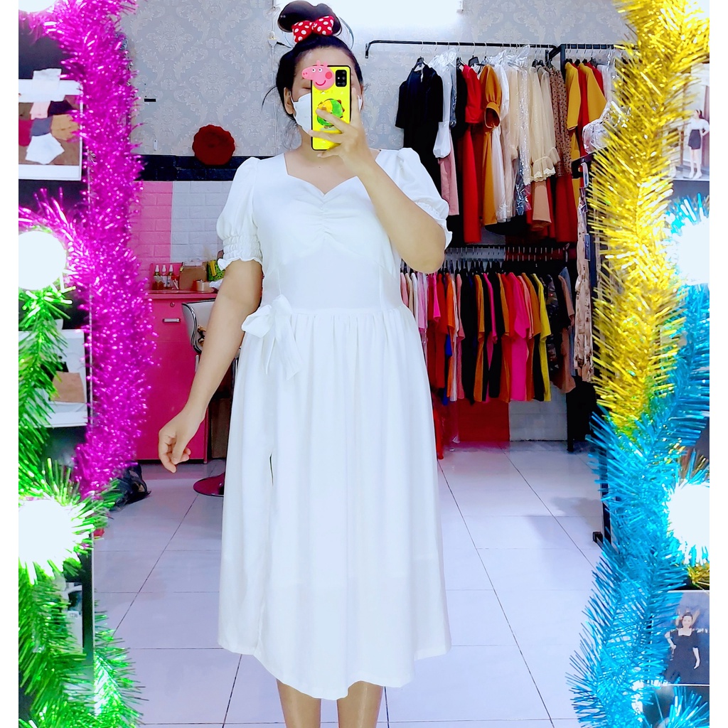 ĐẦM LỤA TRẮNG BIGSIZE XẼ ĐÙI 58-90KG | BigBuy360 - bigbuy360.vn