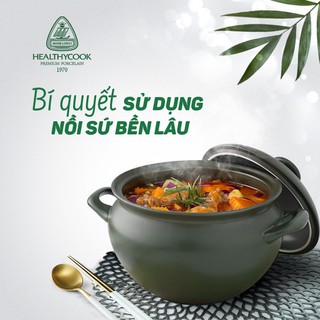 Nồi dưỡng sinh MInh Long thân tròn 3.5L + nắp - Healthycook - Xanh rêu