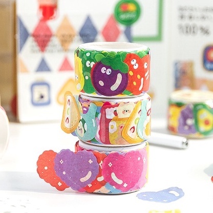 Cuộn băng keo nhãn dán washi họa tiết hoạt hình độc đáo sáng tạo dùng để trang trí