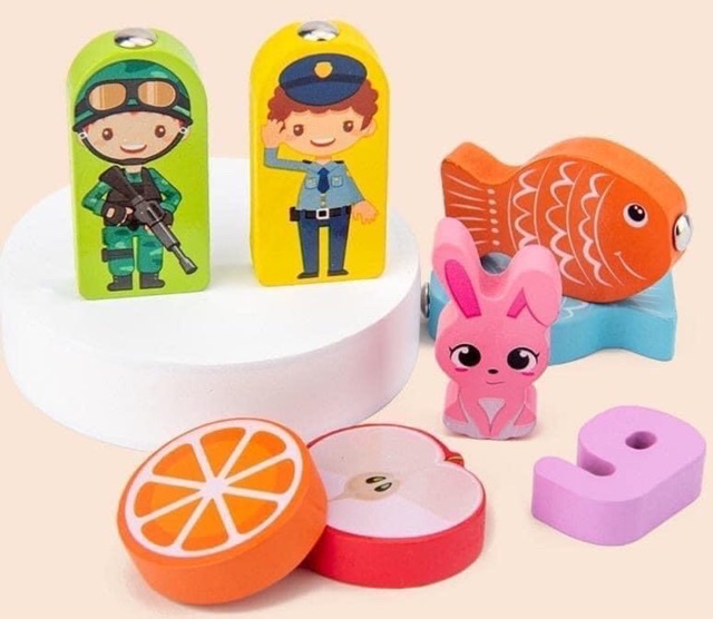 Bộ đồ chơi câu cá và ghép số 63 chi tiết bằng gỗ