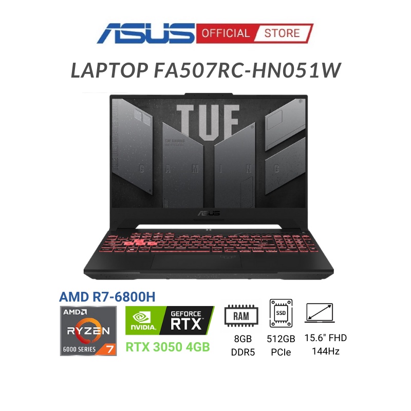 [Mã ELBAU7 giảm 7%] Laptop Asus TUF A15 Gaming FA507RC-HN051W (Ryzen™ 7-6800H + RTX 3050)
