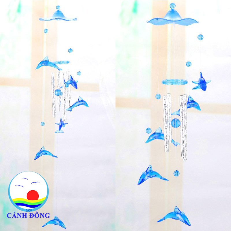 Chuông gió cá heo 4 thanh kim loại đáng yêu