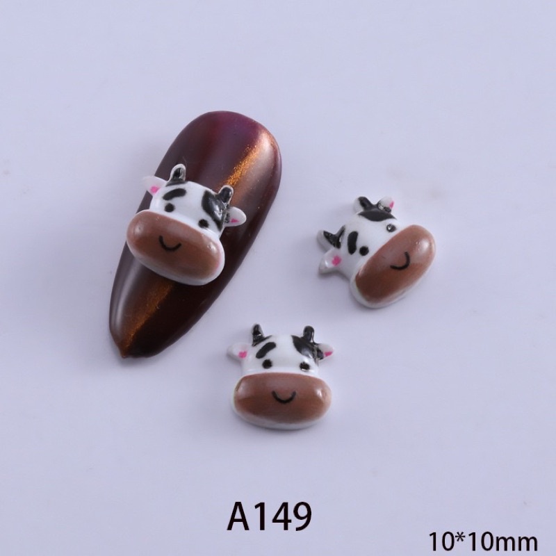 phụ kiện charm gấu charm trâu hoạt hình gắn móng tay nail