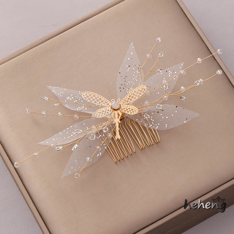 Lược Cài Tóc Họa Tiết Bướm Lấp Lánh Dành Cho Cô Dâu