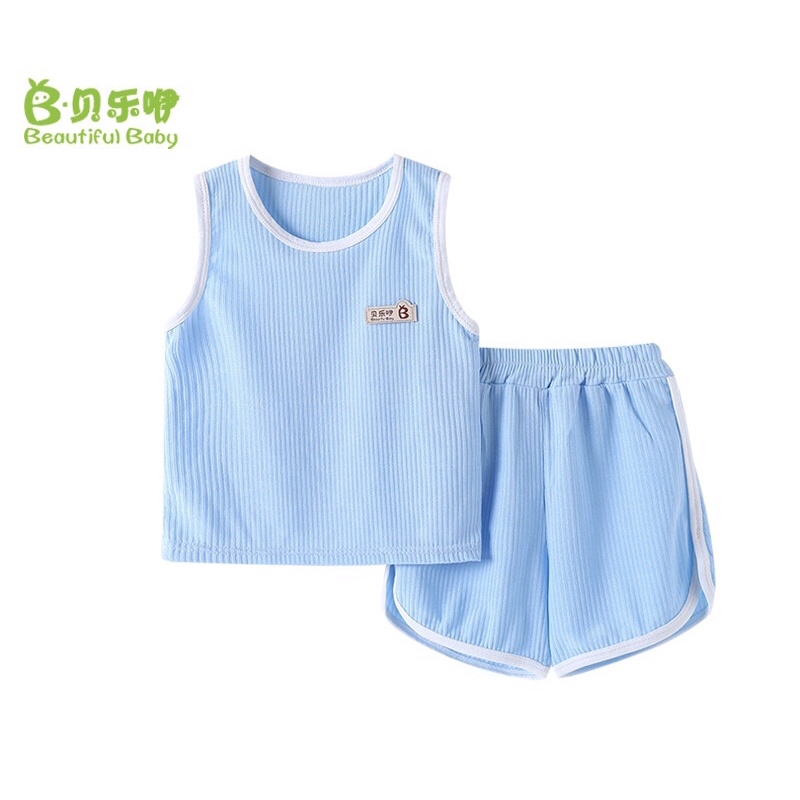 [Rẻ vô địch⚡️Hàng QC] Bộ ba lỗ chất thun lạnh cotton gân cho bé trai bé gái