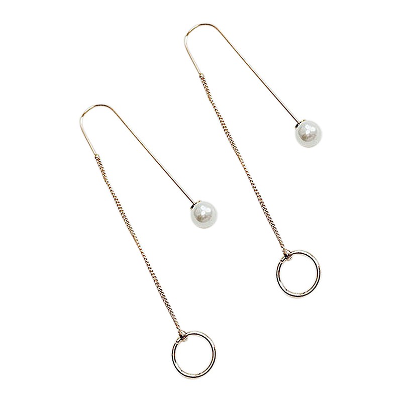 Bông tai hợp kim dài đính ngọc trai giả phong cách retro