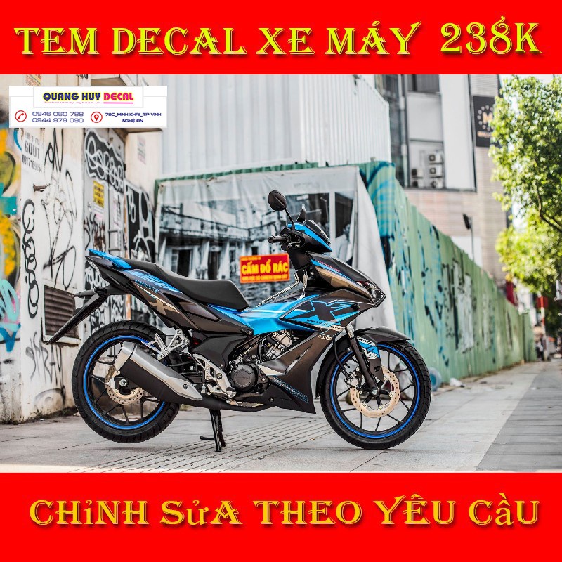 Tem trùm ♦FREESHIP♦ Winner X xanh đen, độ dán team decal xe thiết kế rẻ đẹp theo yêu cầu