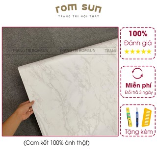 Giấy decal dán tường bếp 3d chống thấm nước,chịu nhiệt cao bàn,tủ giả đá cẩm thạch màu trắng xám