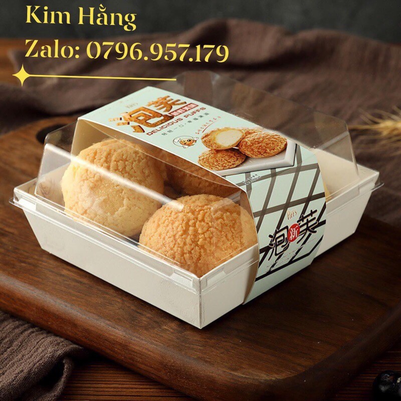 Set 50 hộp giấy kraft E1413 đựng bánh bông lan , đựng xôi , đựng plan gato,....
