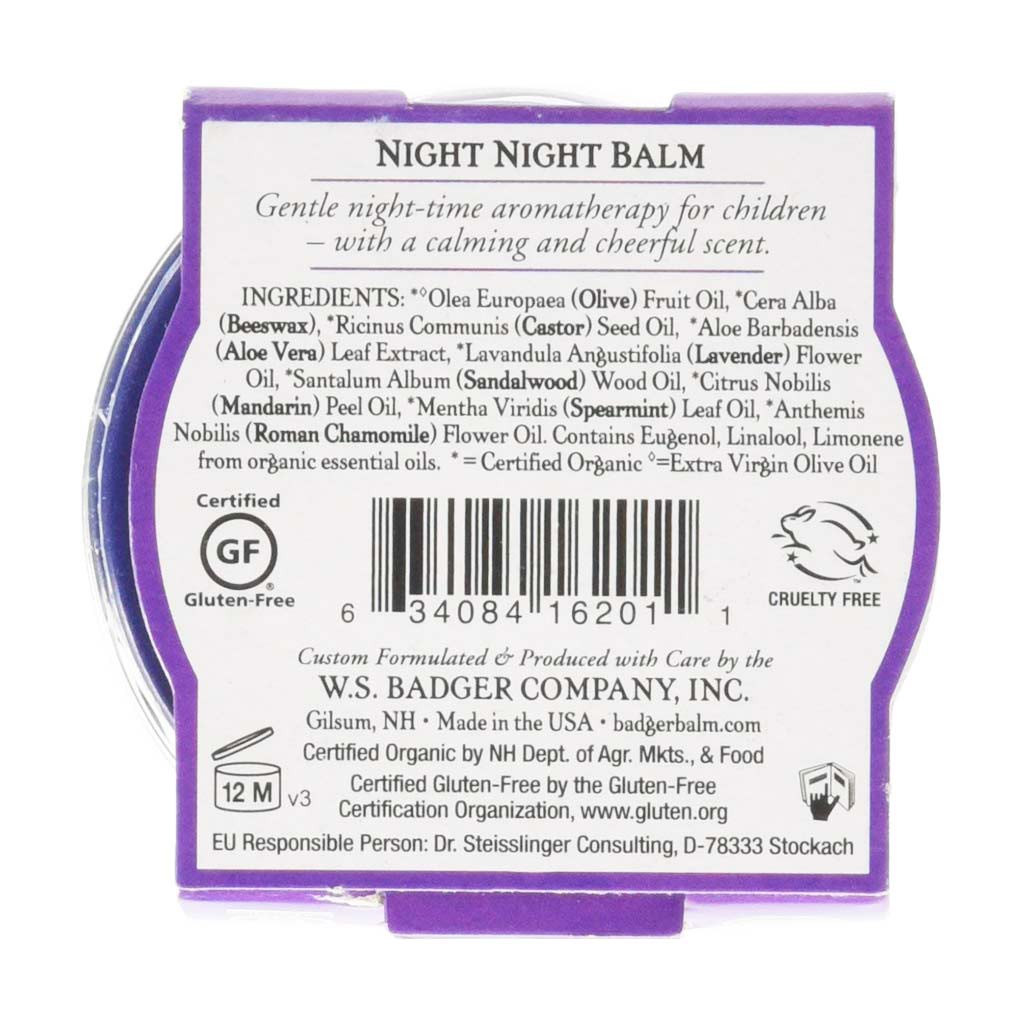 Sáp dầu hữu cơ ngủ ngon BADGER Night Night organic balm giúp dễ ngủ an toàn cho em bé trẻ sơ sinh từ 6 tháng - 21g