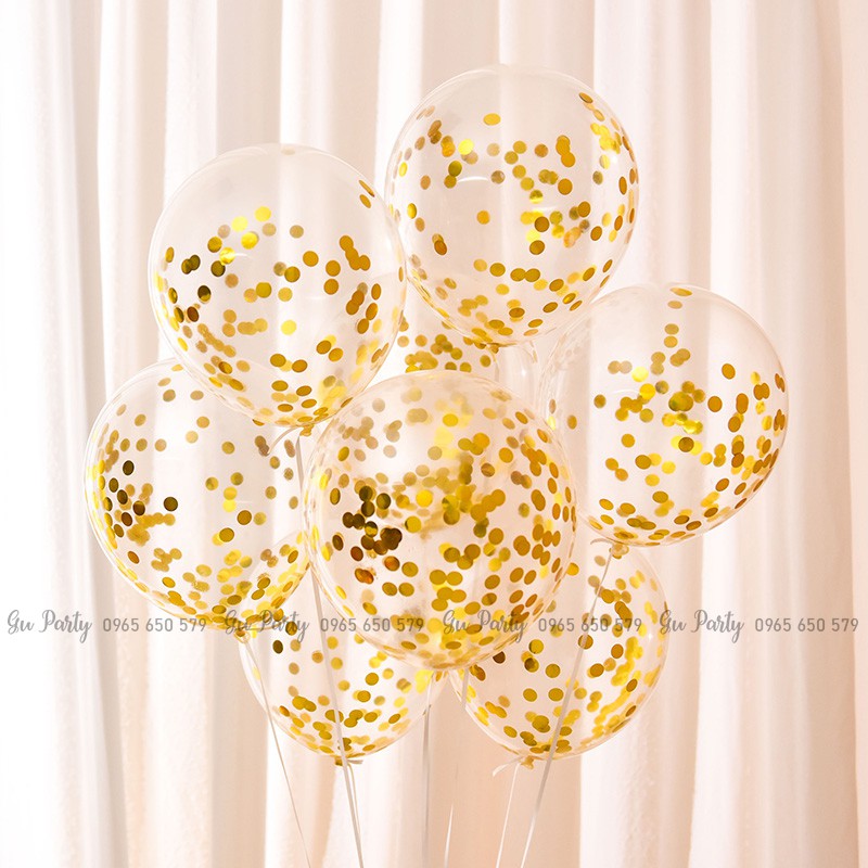 Set 5 Bóng Kim Tuyến (Confetti) 30cm Đẹp Lạ Rực Rỡ (kèm video hướng dẫn bơm)