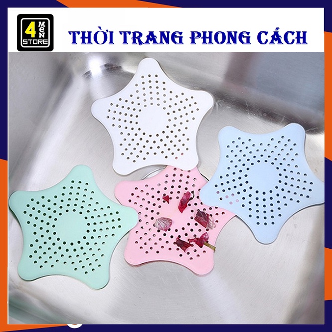 Nắp Chặn Lọc Rác Bồn Rửa Bát Hình Ngôi Sao - Miếng Đậy Silicon Chặn Lông Tóc Bồn Tắm, Rửa Mặt