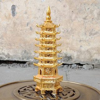 Tháp văn xương bằng đồng mạ vàng 7 tầng , tháp văn xuong phong thủy