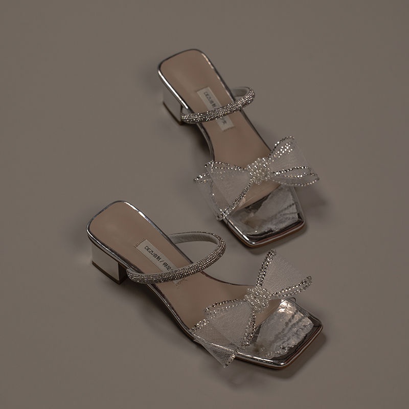 Nhân Vật Nữ Xinh Đẹp 2022Sandal Hở Gót Đính Đá Phối Nơ Xinh Xắn Dành Cho Nữ