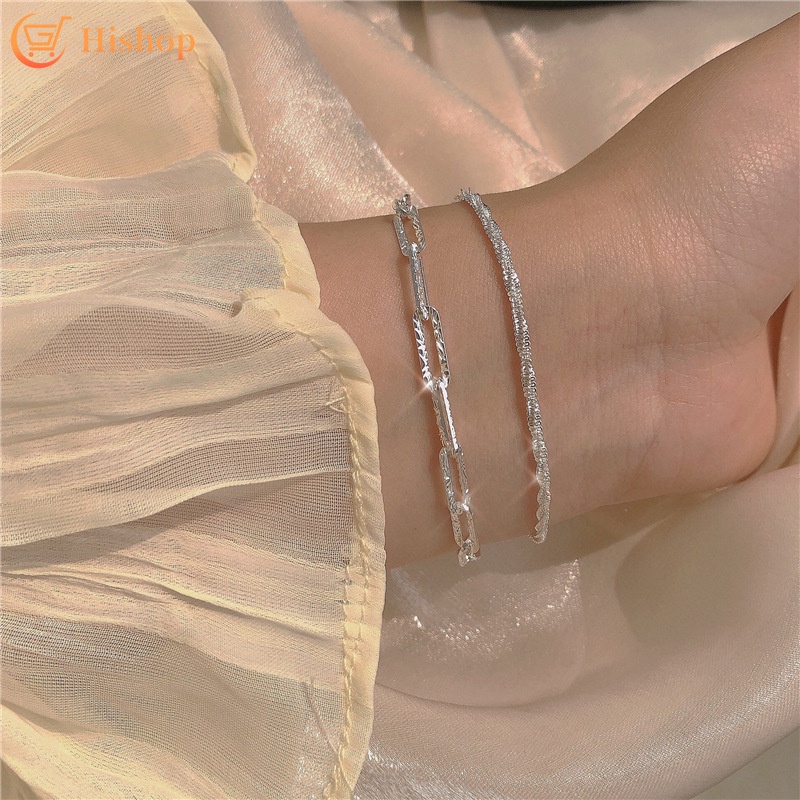 Set 2 vòng tay bạc đơn giản thời trang cho nữ | BigBuy360 - bigbuy360.vn